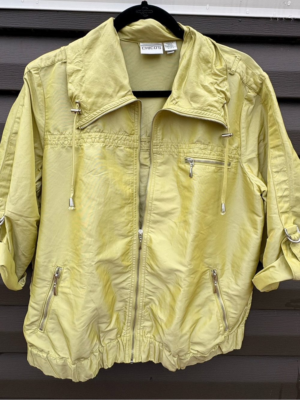 NWOT Size 2 Chico's Lime/Yellow Lightweight Jacket.Great condition. A must have